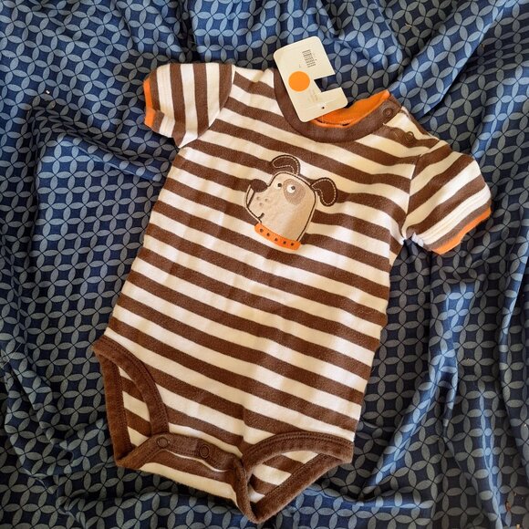 carters onesie dog brown and white stripped 6 months - Picture 1 of 5